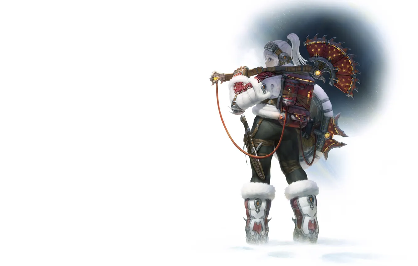 Photo wallpaper winter, girl, warrior, Illustrator, AGOTO -, Frost - Mercenary_Axe Hunter