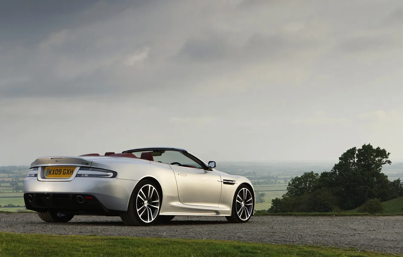 Photo wallpaper Aston Martin, The sky, DBS, Machine, Convertible, Grey, volante, Overcast