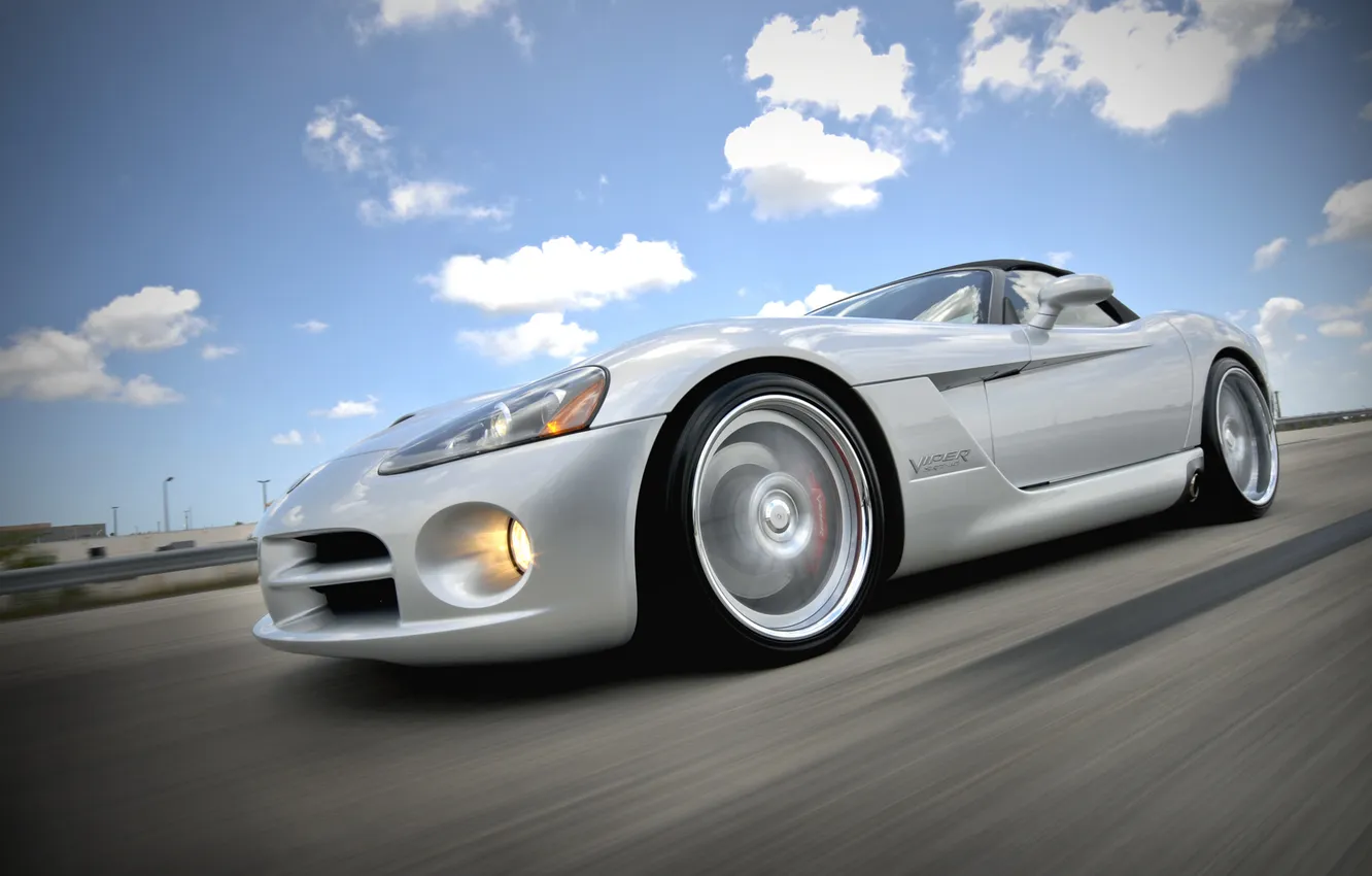 Photo wallpaper clouds, Roadster, speed, Dodge, supercar, Roadster, Viper, Dodge