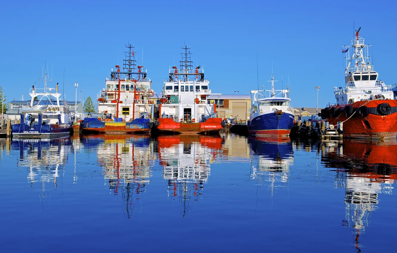 Photo wallpaper reflection, ship, Australia, port, Australia, Fremantle, Fremantle