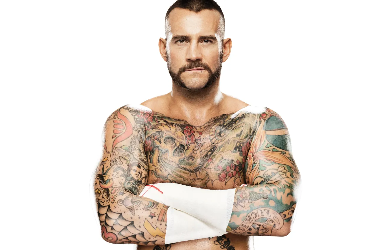 Photo wallpaper look, pose, tattoo, tattoo, bristles, wrestler, CM Punk, C. M. Punk
