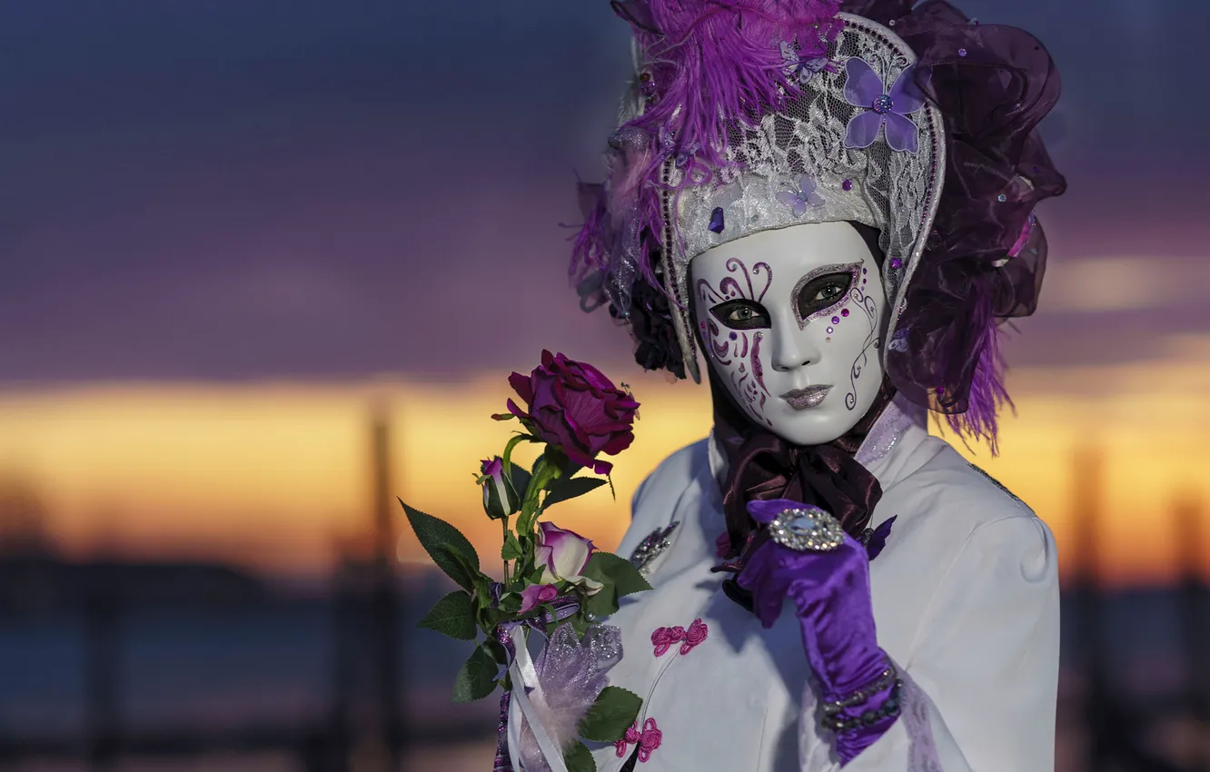 Photo wallpaper Carnival Mask, style, The carnival of Venice, Italy, outfit, decoration, girl, Venice