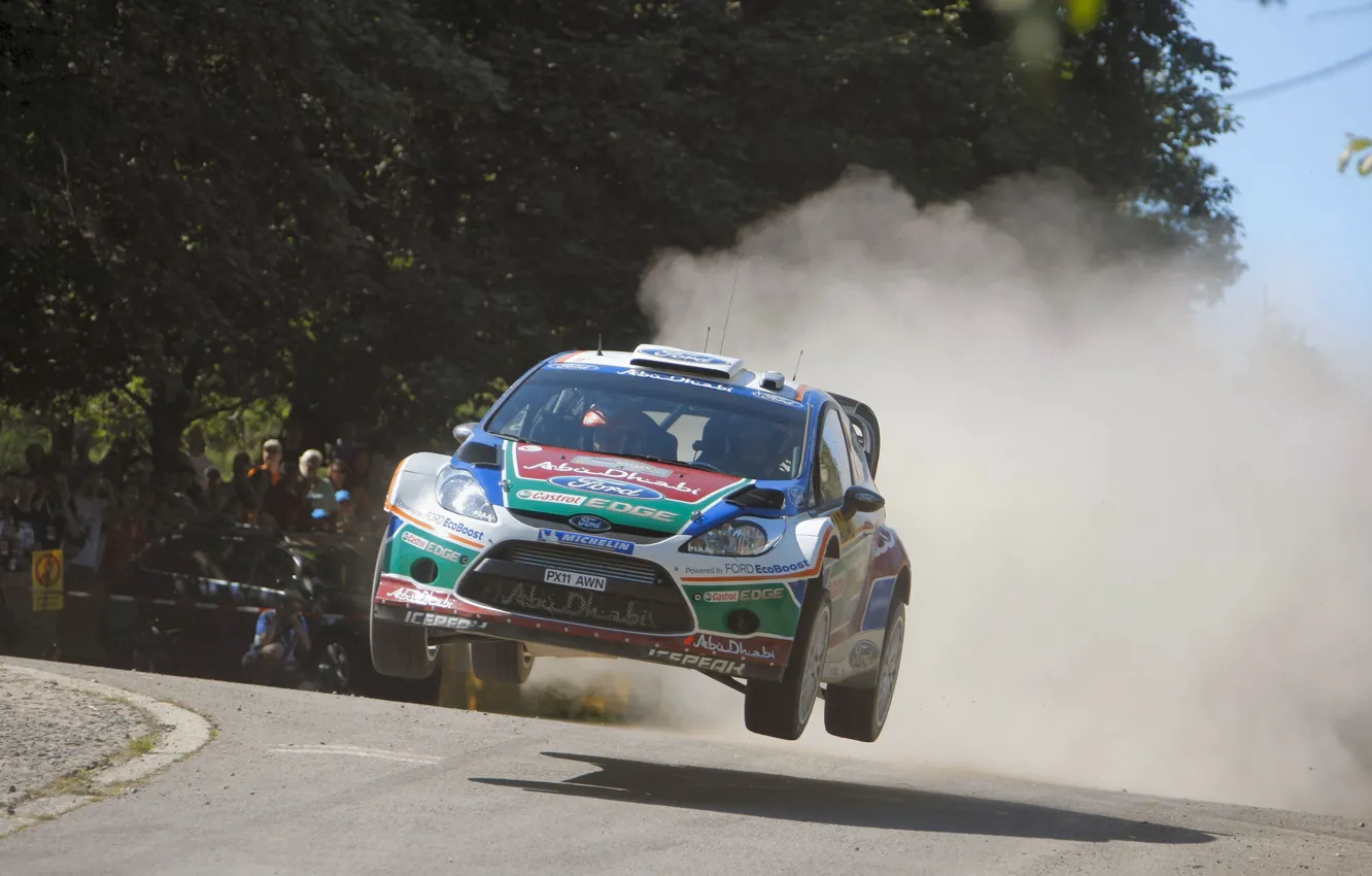 Photo wallpaper Ford, Dust, Jump, Ford, WRC, Rally, Rally, Fiesta
