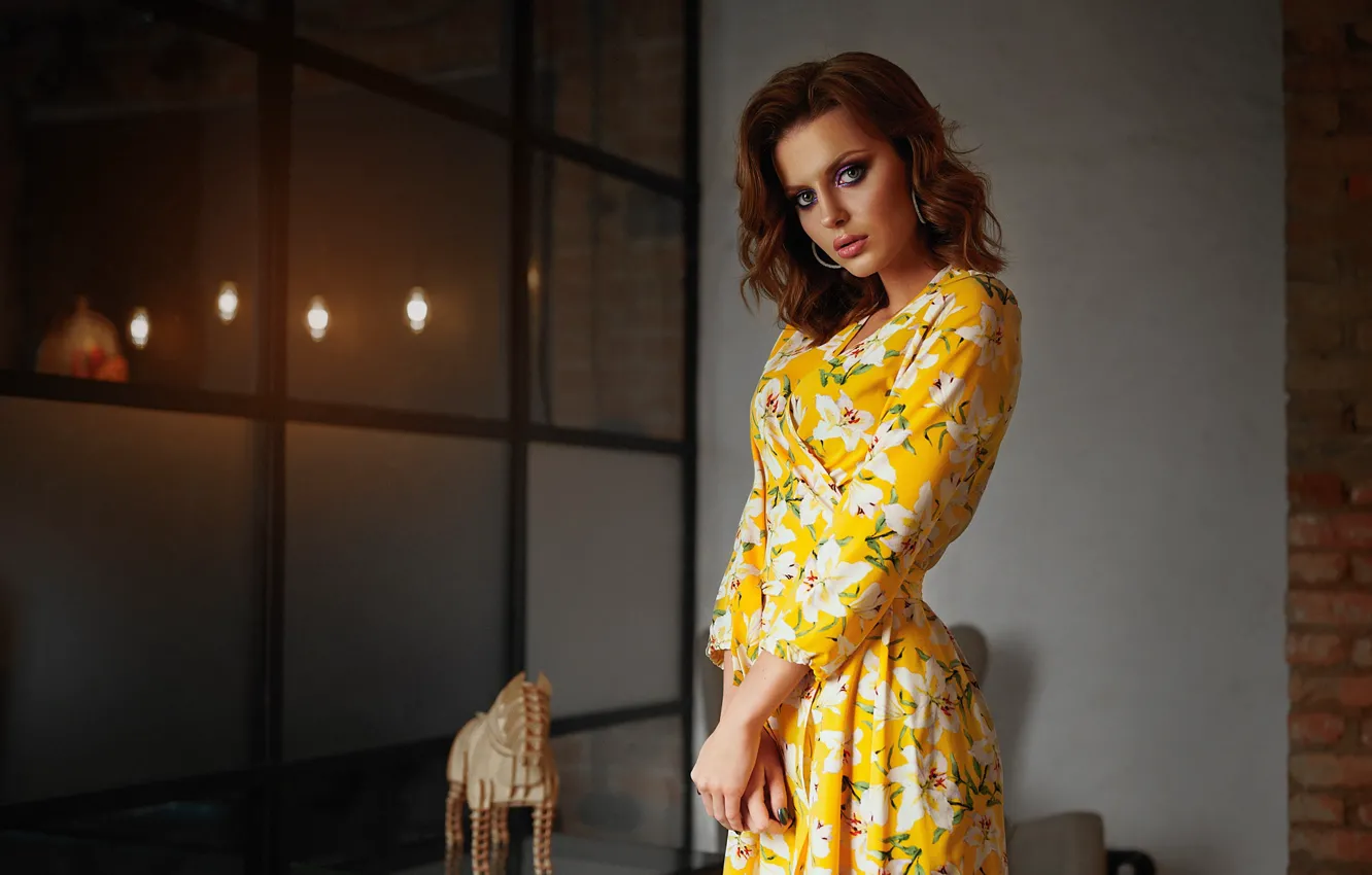 Photo wallpaper girl, pose, room, makeup, dress, beauty, Sergey Yakubitskiy