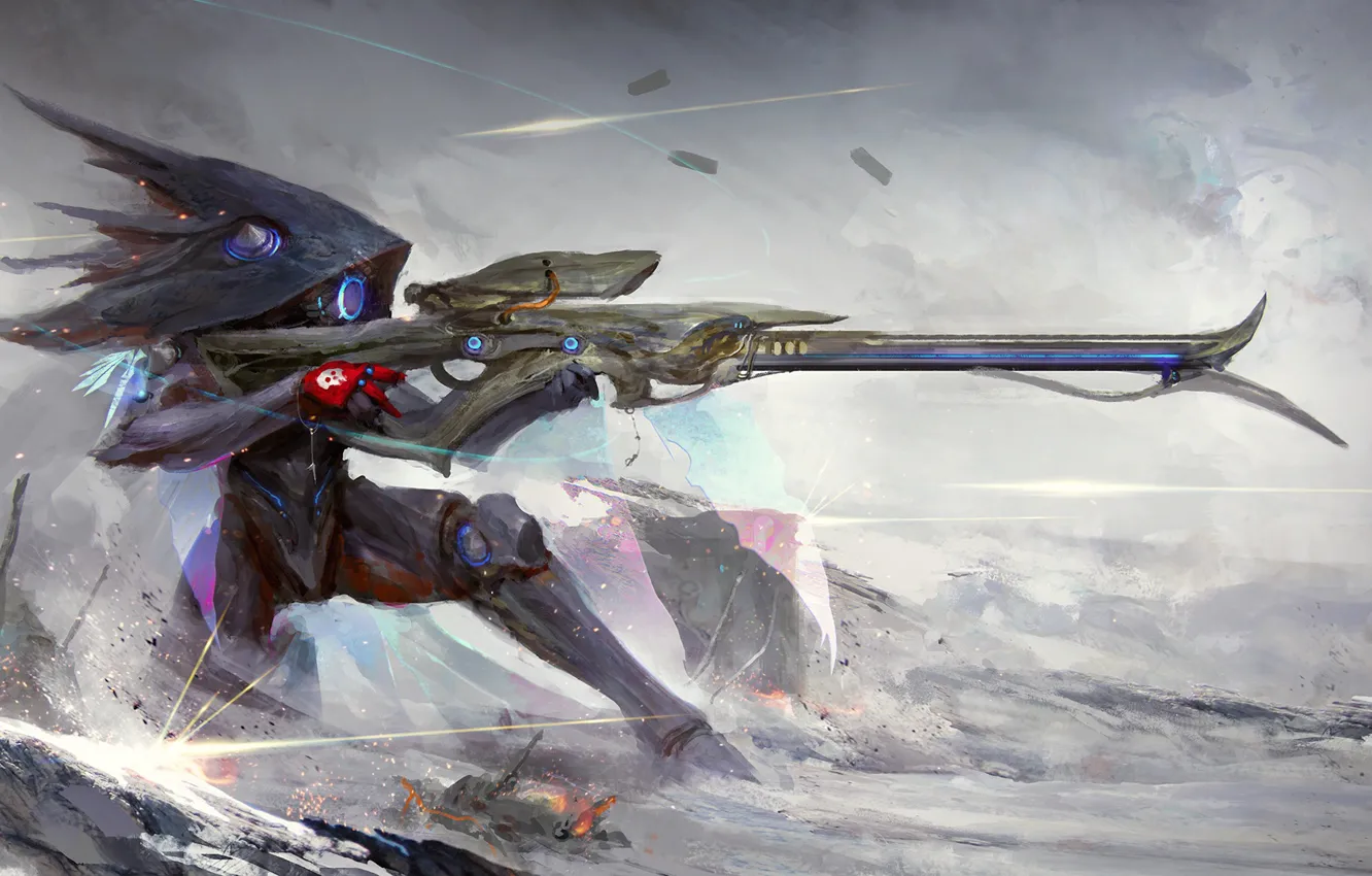 Photo wallpaper weapons, fiction, the game, art, shooter, sniper rifle, warframe