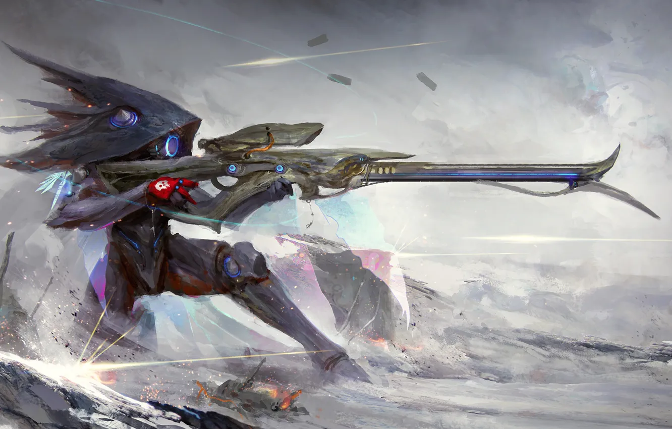 Photo wallpaper weapons, fiction, arrows, the game, art, sniper rifle, Warframe