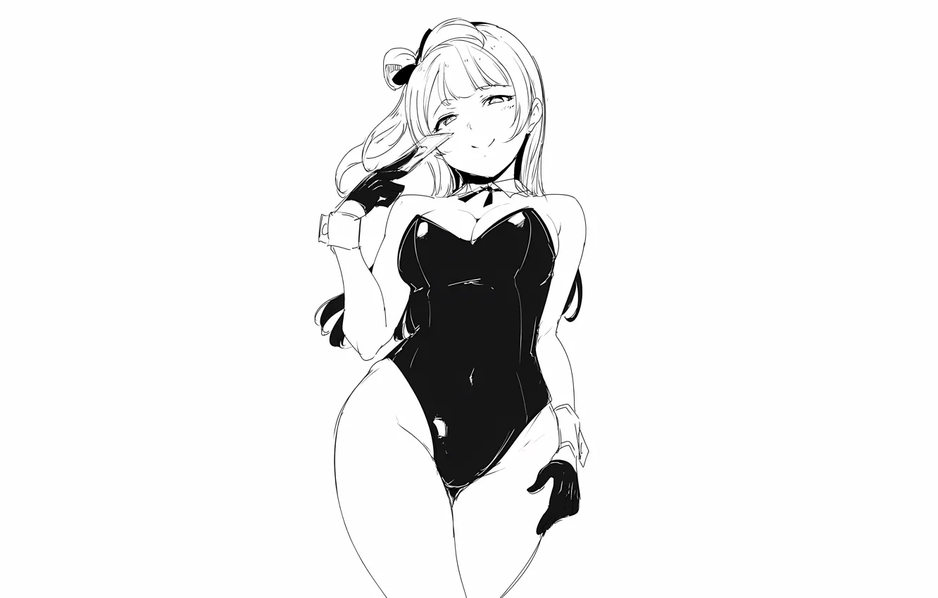 Photo wallpaper girl, sexy, cleavage, long hair, boobs, anime, beautiful, pretty