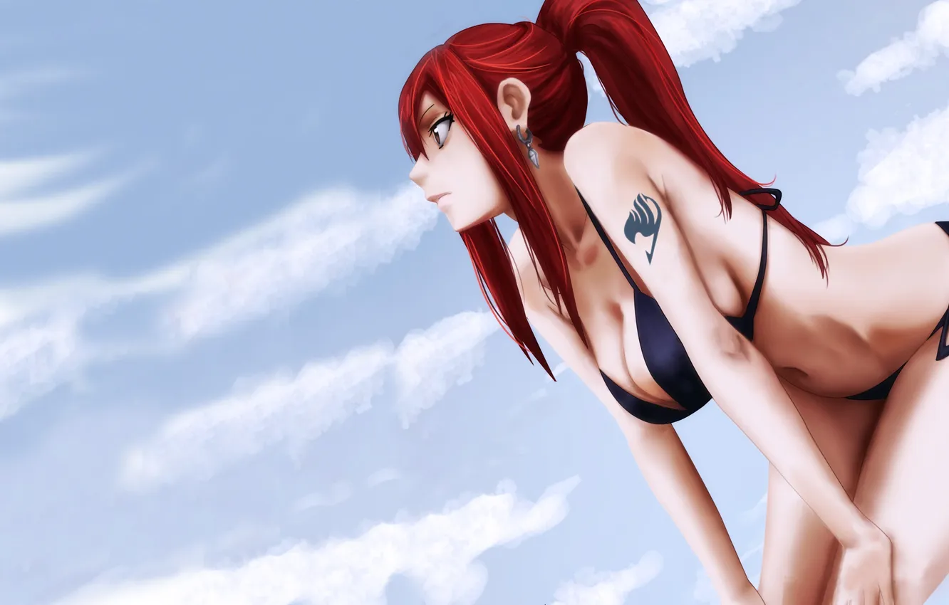 Photo wallpaper Girl, Red, Hot, Sexy, Anime, Warrior, Grey, Marvel