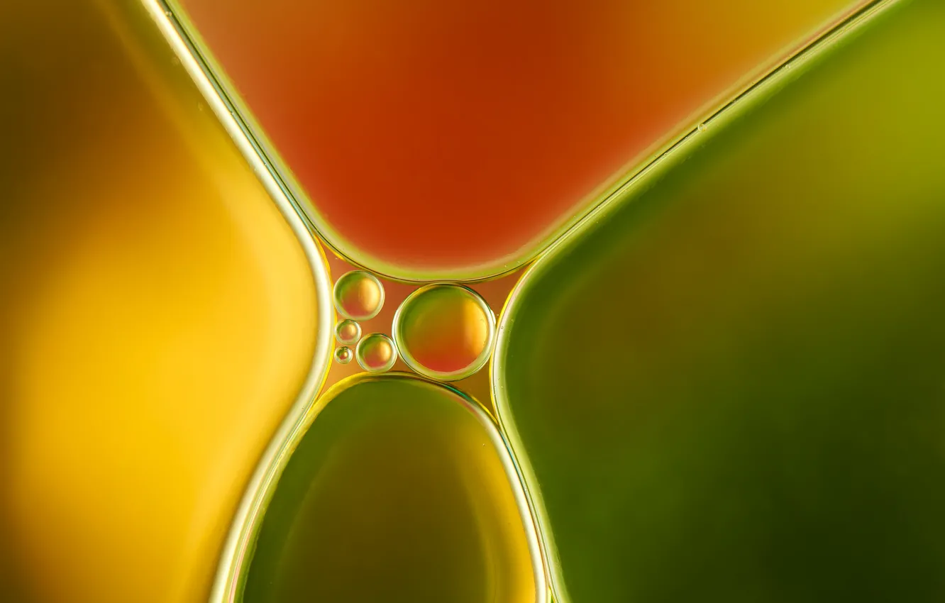 Photo wallpaper water, bubbles, color, oil, liquid, the volume