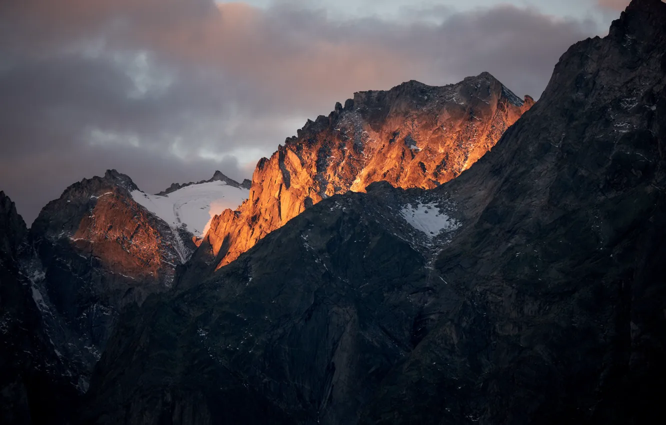 Photo wallpaper the sky, clouds, mountains, nature, rocks, Patagonia