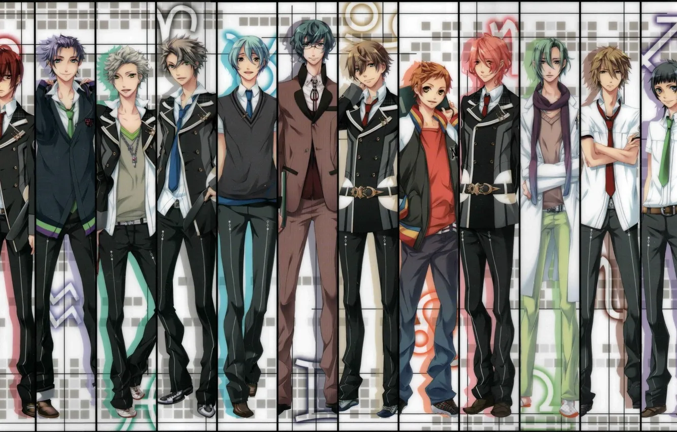 Photo wallpaper collage, guys, characters, Starry Sky, Starry★Sky, visual novel, anime (2011)