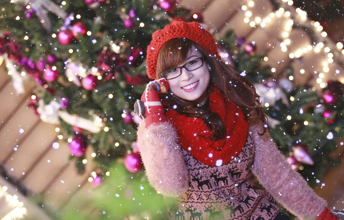 Photo wallpaper girl, mood, holiday