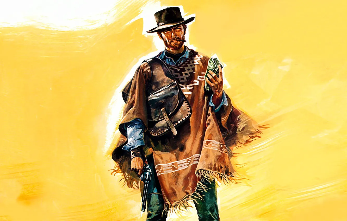 Photo wallpaper gun, hat, Clint Eastwood, Clint Eastwood, A Fistful Of Dollars, A fistful of dollars