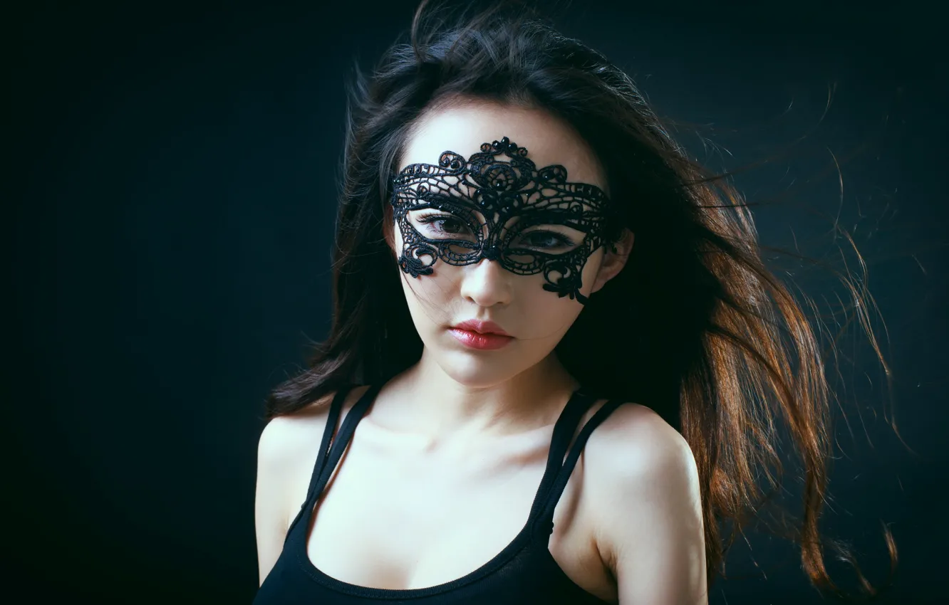 Photo wallpaper look, girl, style, mask, Asian