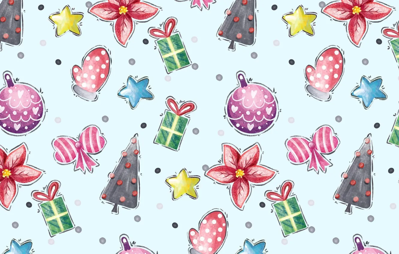 Photo wallpaper stars, flowers, background, gift, tree, new year