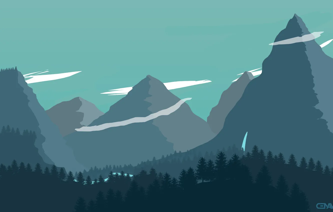 Photo wallpaper forest, landscape, mountains, the game, art, Campo Santo, Firewatch, Fire watch