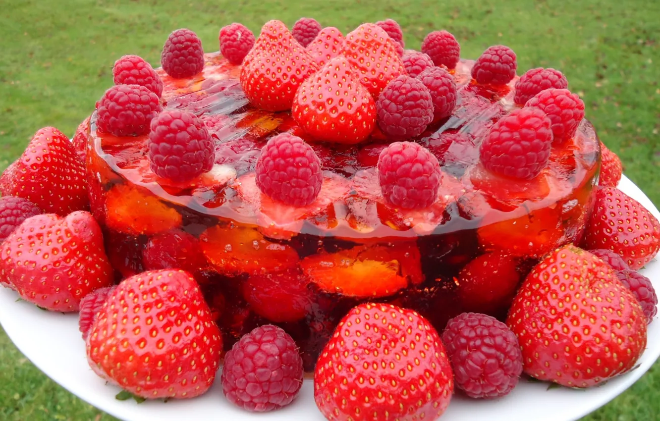 Photo wallpaper strawberry, dessert, jelly