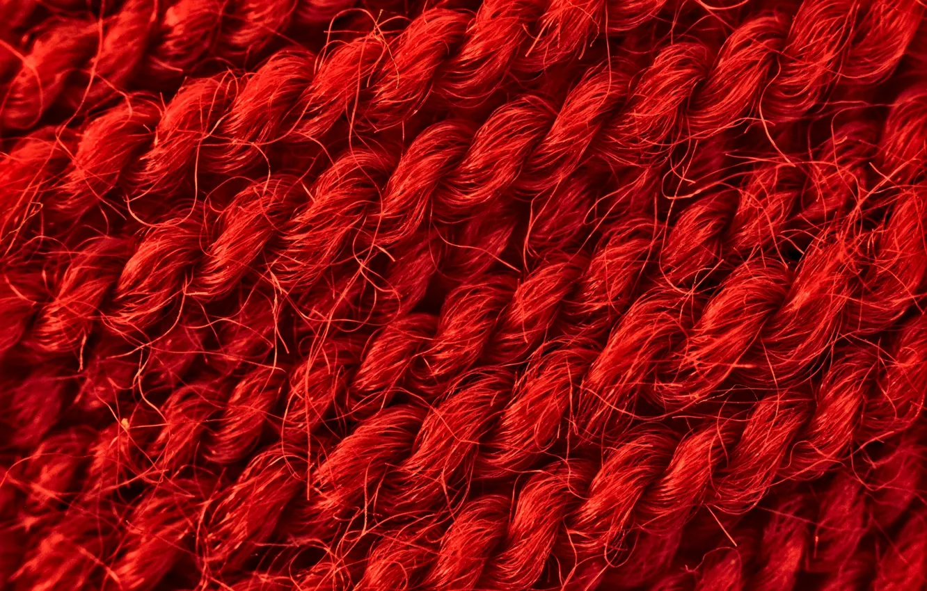 Photo wallpaper macro, red, wool, thread