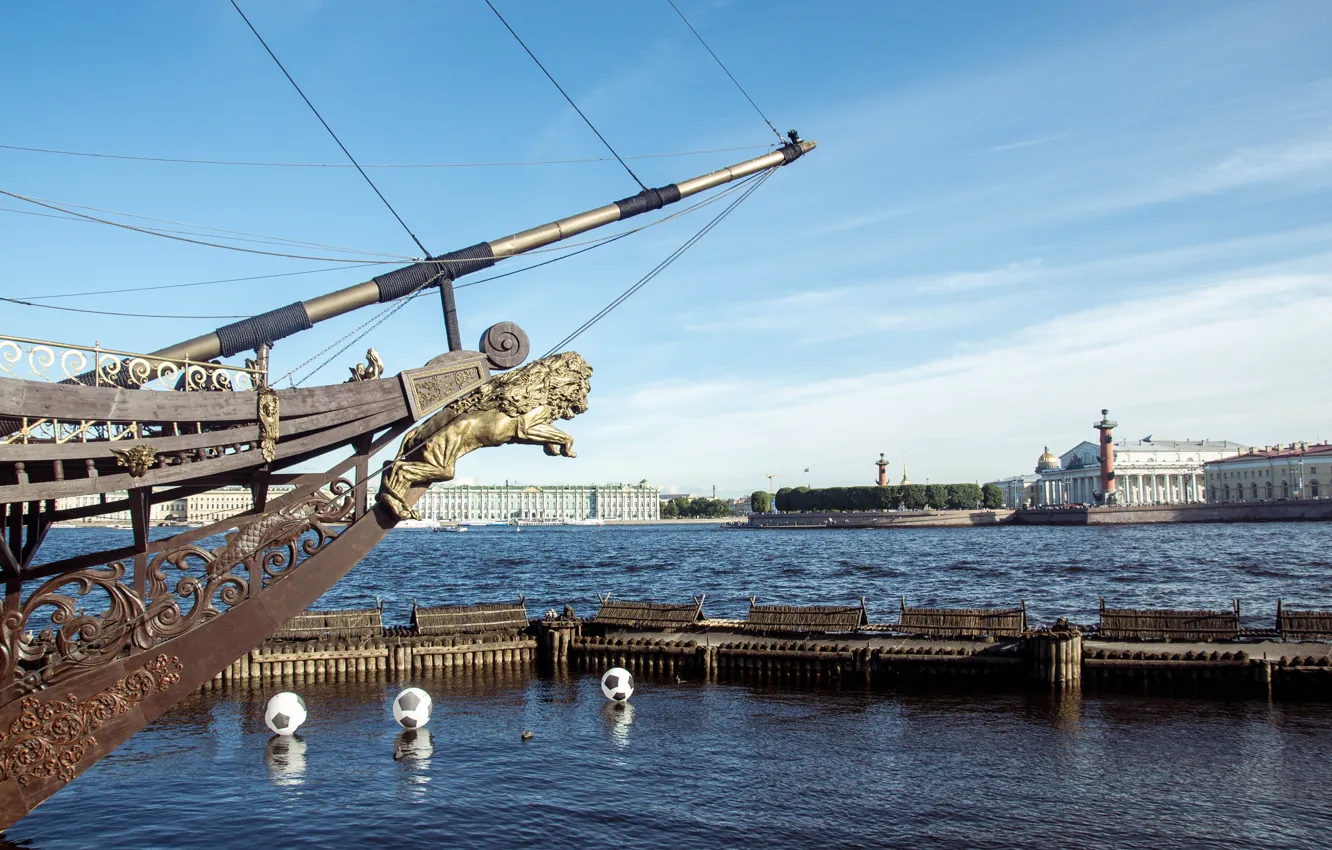 Photo wallpaper water, river, the ball, ship, Peter, Neva