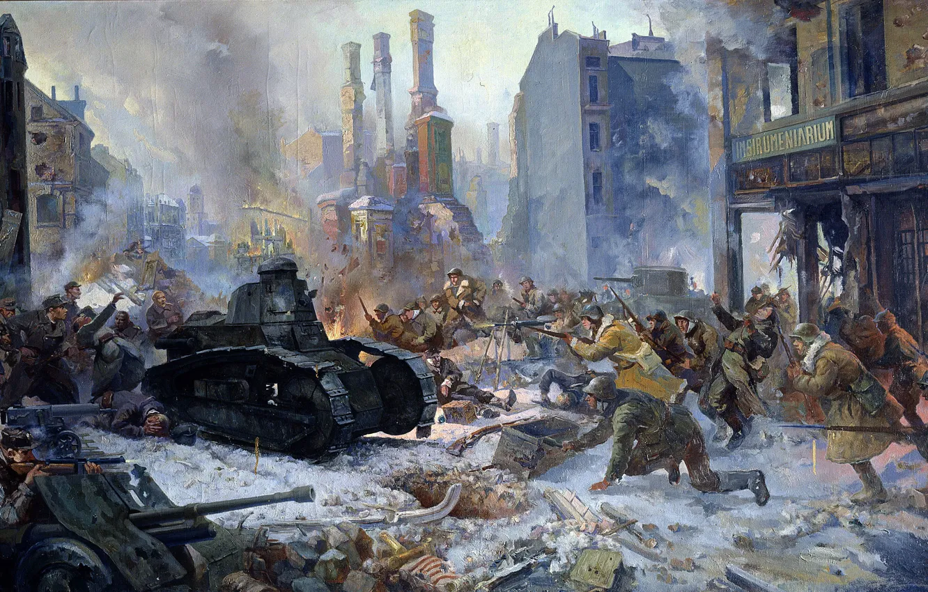 Photo wallpaper war, picture, soldiers, Russian artist, Capture of Vyborg by the Red Army, Alexander Blinkov, Alexander …