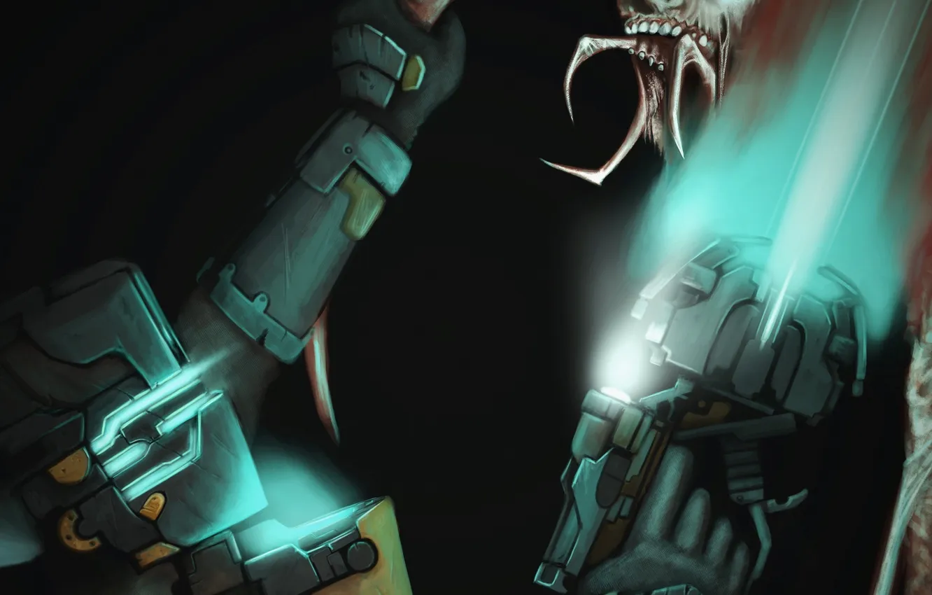 Photo wallpaper weapons, monster, art, Dead Space, dead space 2, plasma, Isaac Clarke, Isaac Clark
