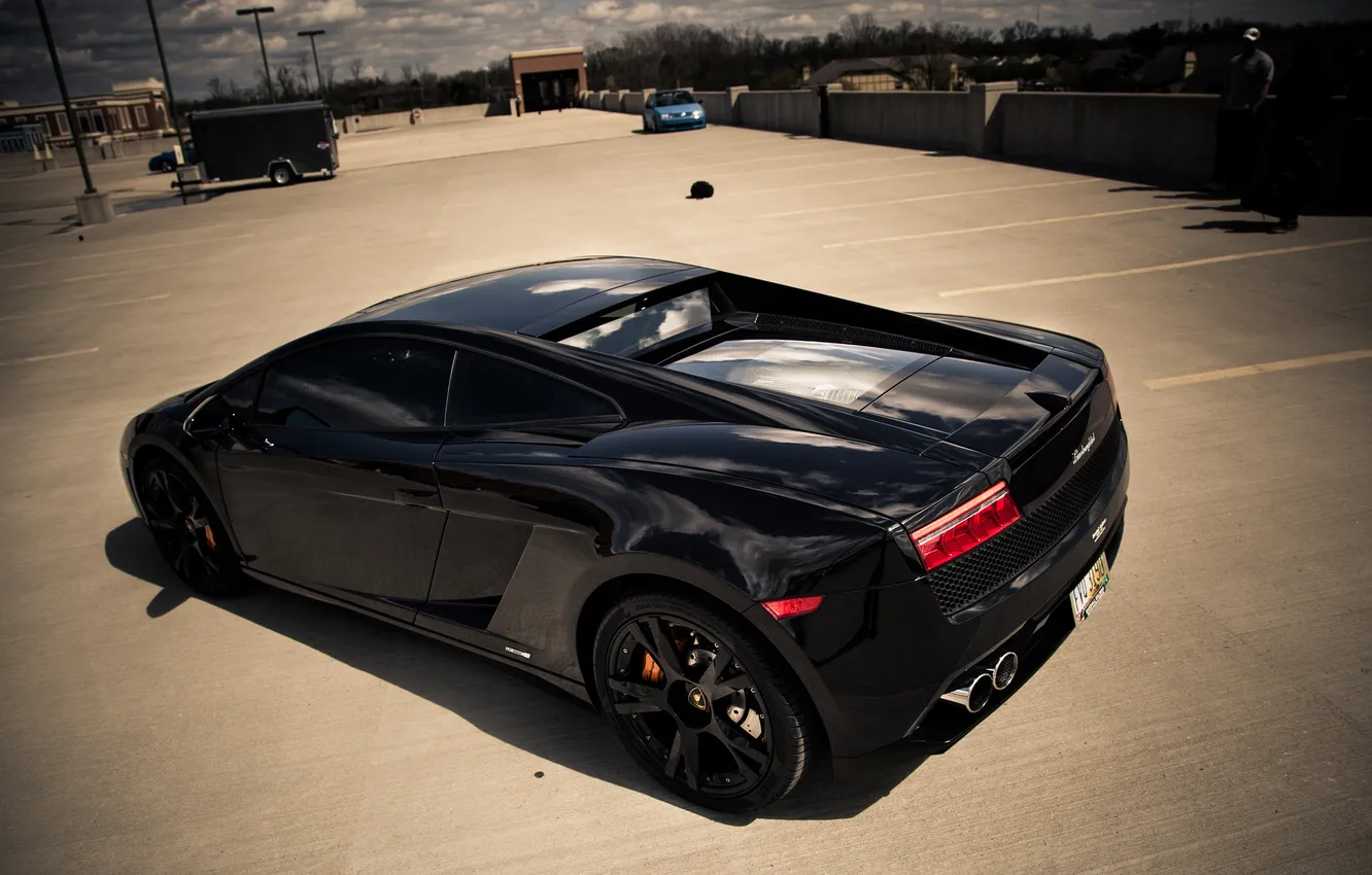 Photo wallpaper black, Lamborghini, sports car, Gallardo, black, Lamborghini, Gallardo