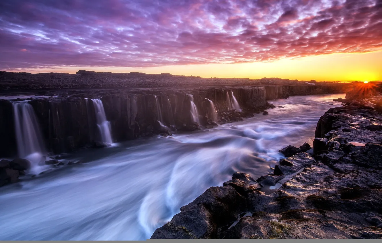 Photo wallpaper sunset, nature, river