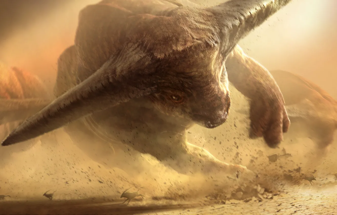 Photo wallpaper attack, monsters, horns, a powerful blow, bulls, by Scott Gessler