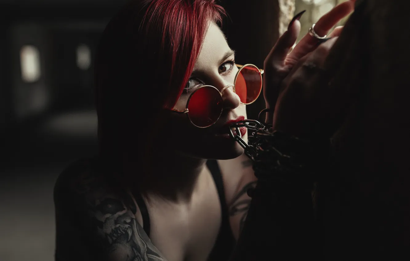 Photo wallpaper sunglasses, tattoos, Denis Trufanov, chain, model, look