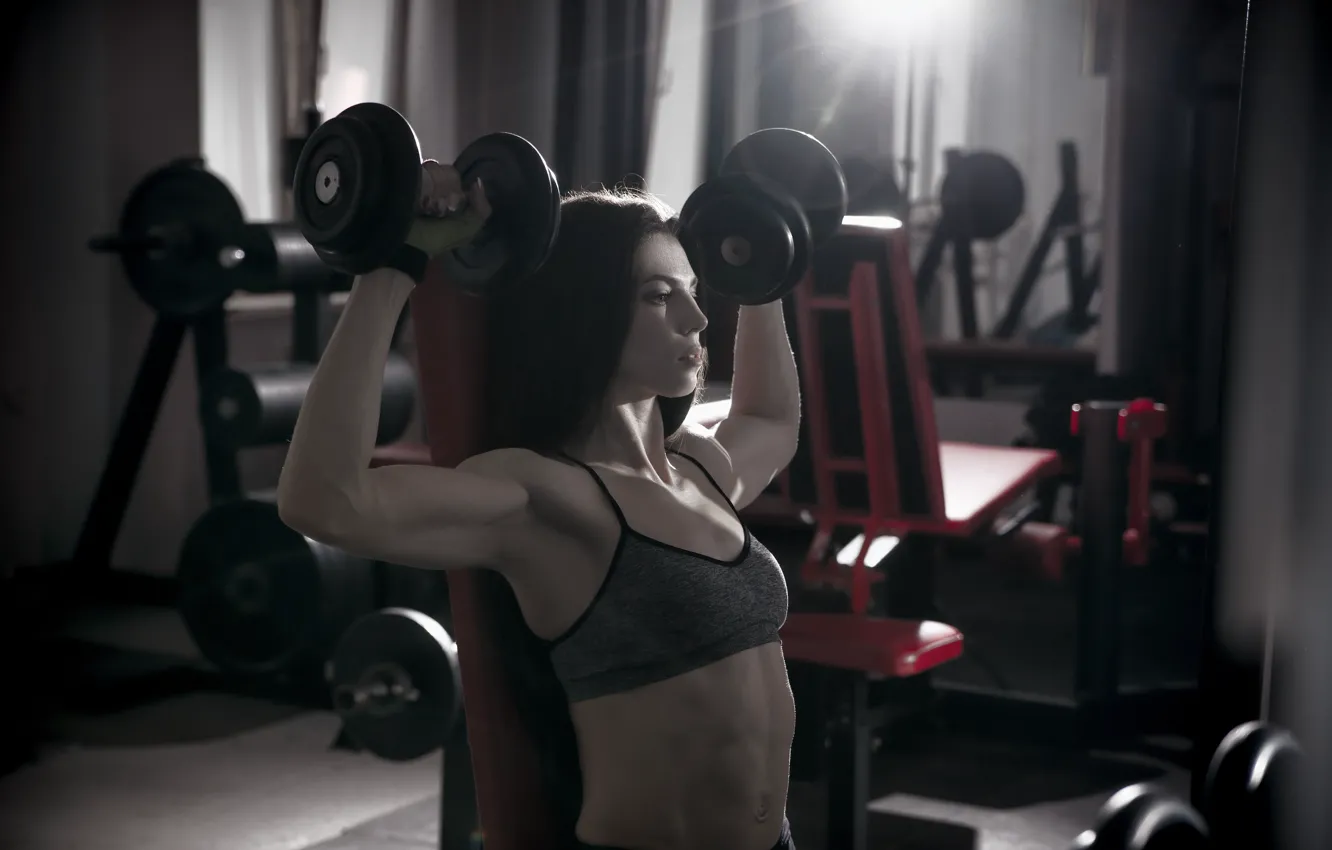 Photo wallpaper back, female, workout, fitness, gym