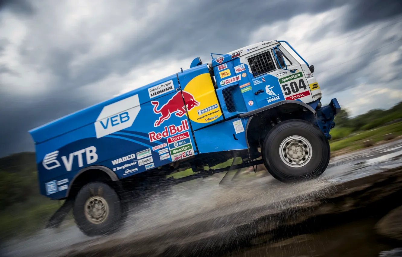 Photo wallpaper Sport, Speed, Truck, Race, Master, Squirt, Russia, Kamaz