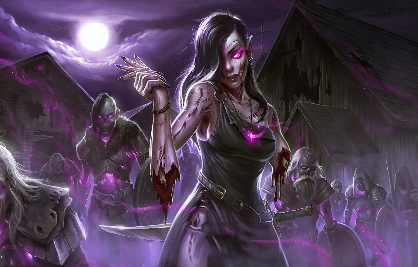 Photo wallpaper girl, zombies, undead