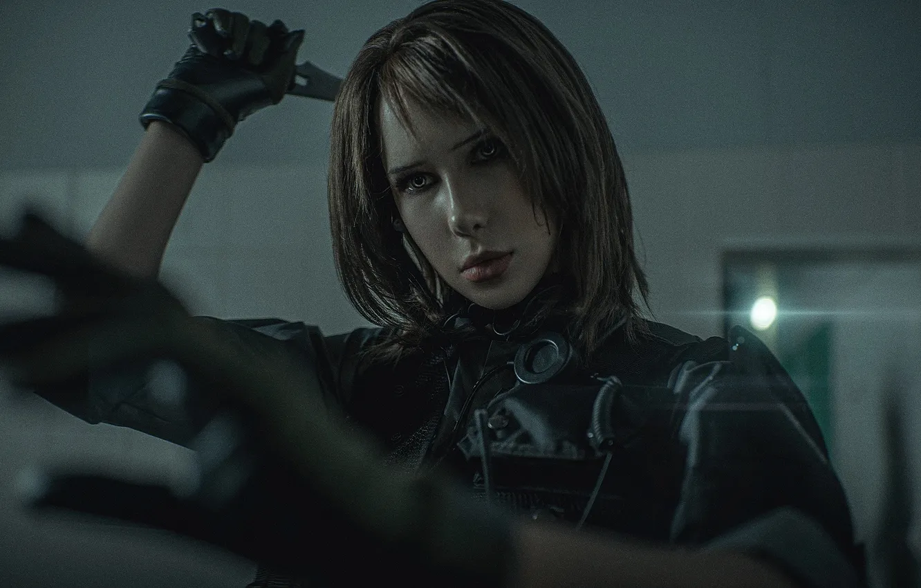 Photo wallpaper girl, soldiers, gloves, kosley