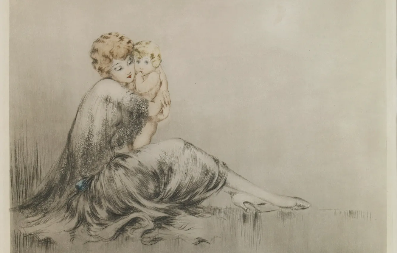Photo wallpaper 1928, Louis Icart, A young mother