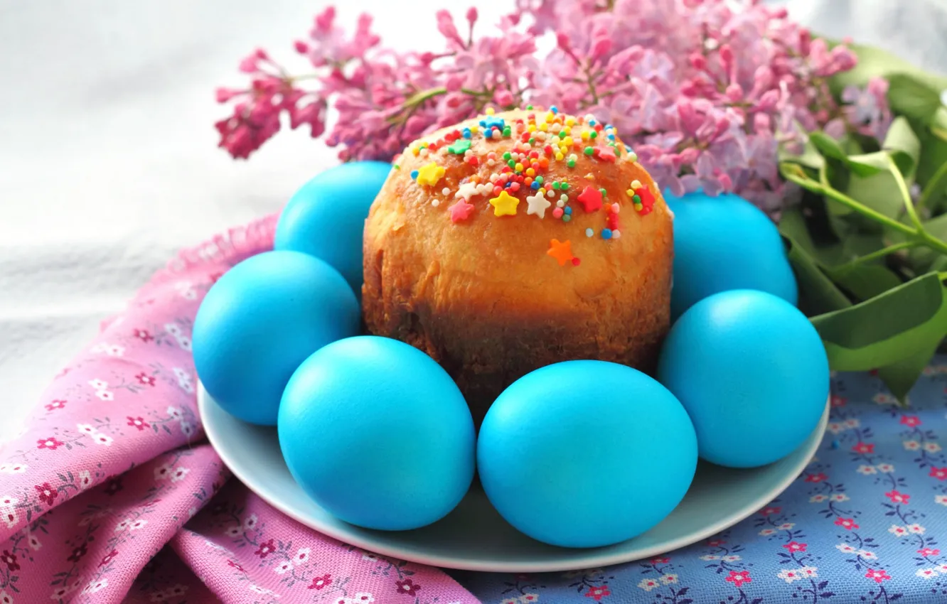 Photo wallpaper eggs, Easter, cake, lilac