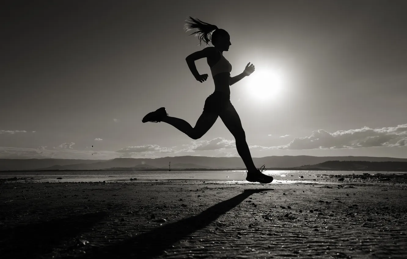 Photo wallpaper women, Sport, silhouette, relaxation, running, toned, Womens Health
