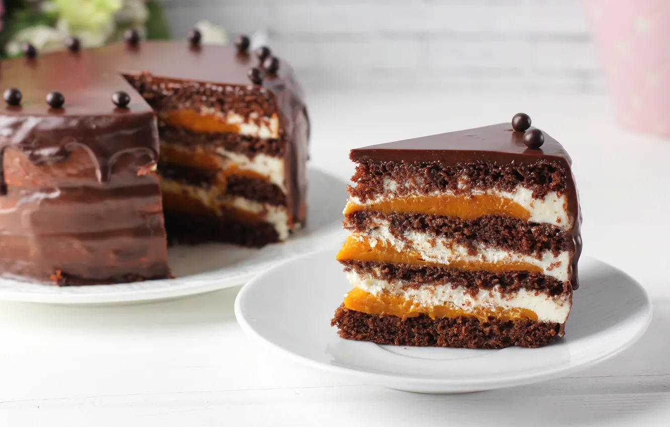 Photo wallpaper chocolate, cake, layer