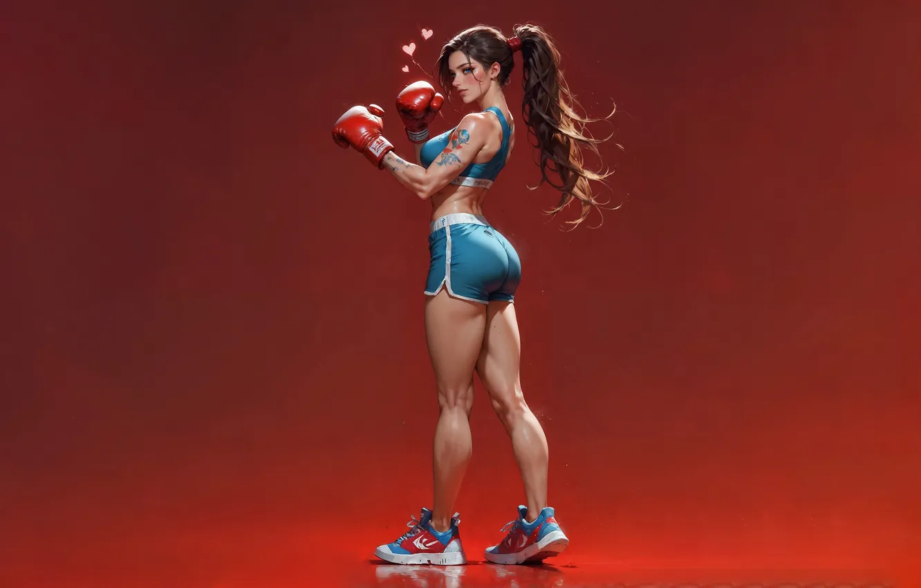 Photo wallpaper sexy, shorts, woman, young, beautiful, sneakers, tank top