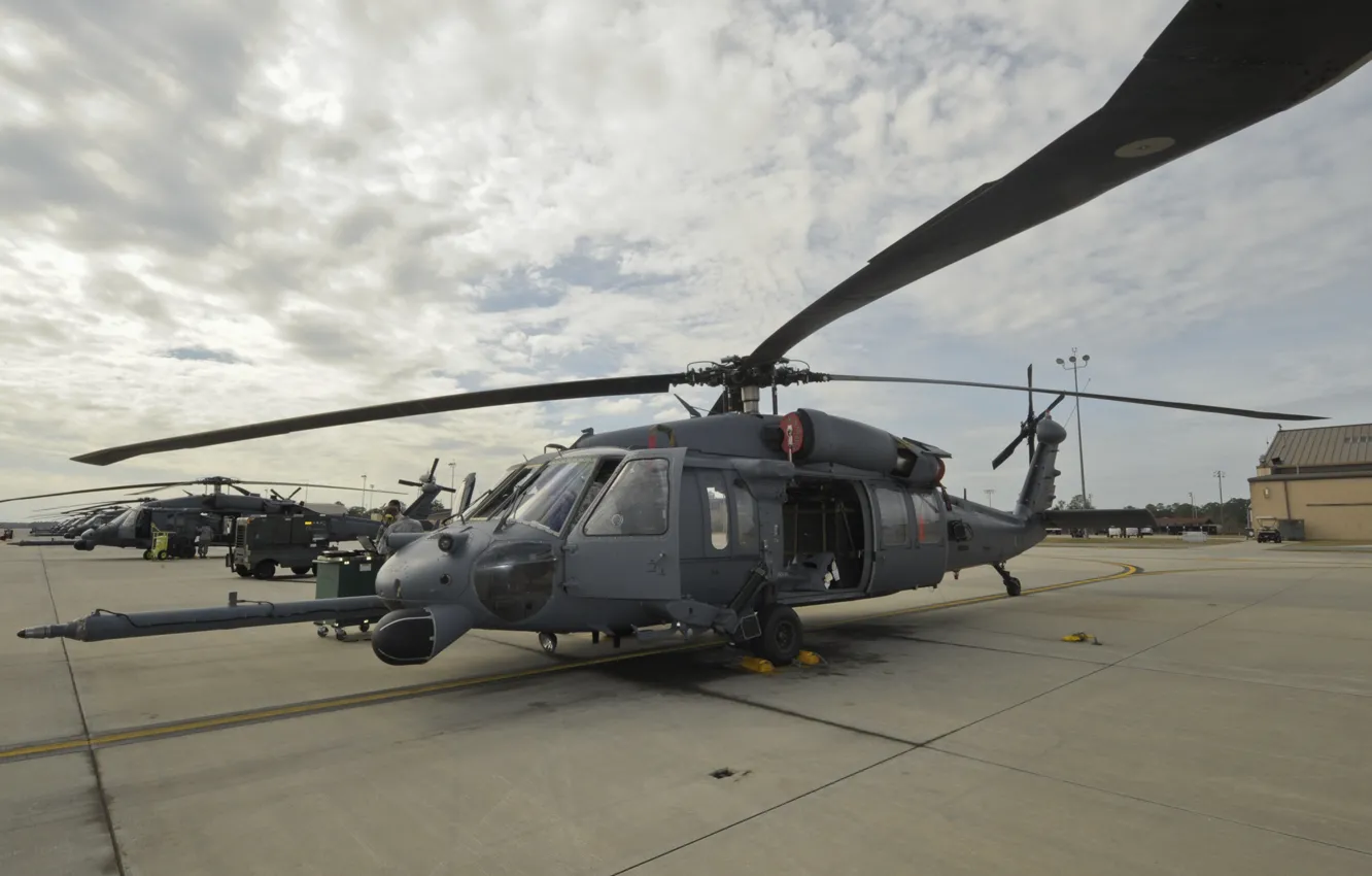 Photo wallpaper the sky, helicopters, The airfield, HH-60, Seahawk