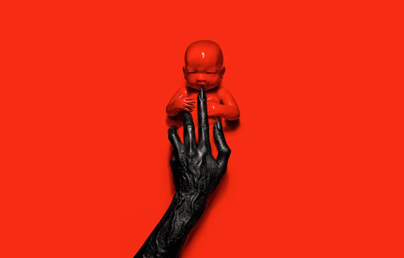 Photo wallpaper hands, the series, red background, baby, American Horror Story, American horror story, Season 8