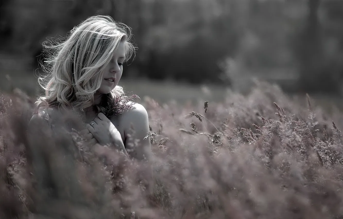 Photo wallpaper field, summer, girl