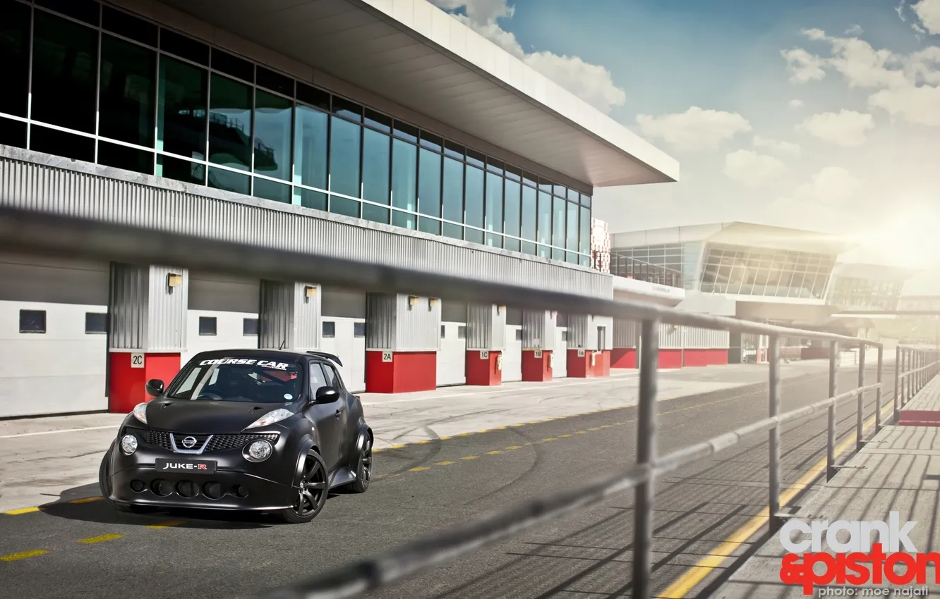 Photo wallpaper the sky, black, building, Prototype, garage, Boxing, Nissan, prototype