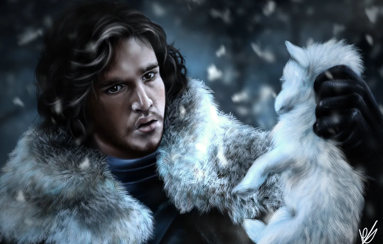 Photo wallpaper face, art, guy, painting, Game of Thrones, the cub, game of thrones, jon snow