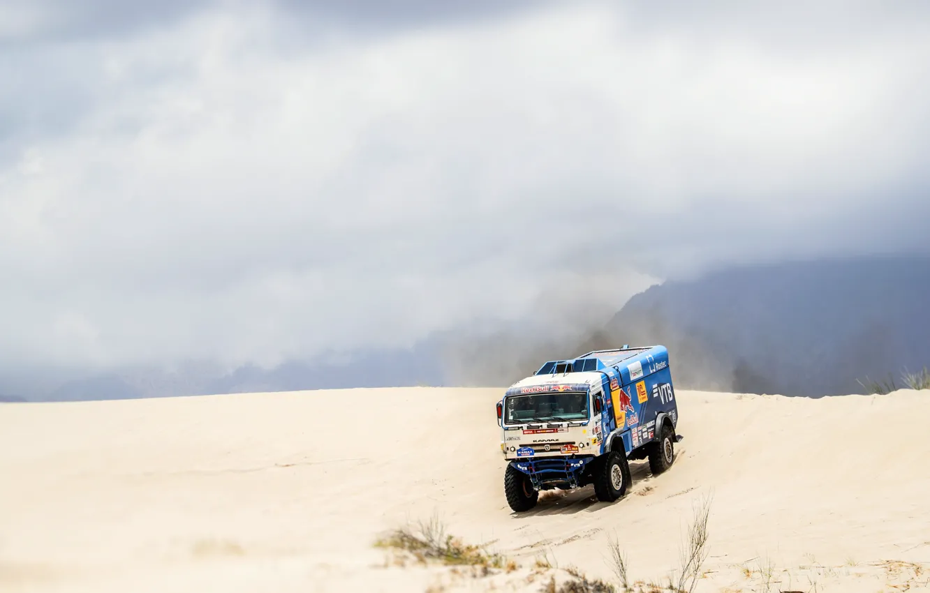 Photo wallpaper dunes, Truck, Master, Russia, Kamaz, Rally, Dakar, KAMAZ-master