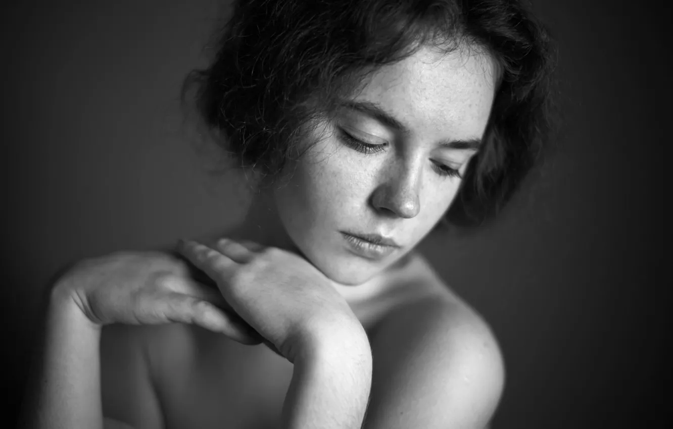 Photo wallpaper sadness, look, portrait, bokeh