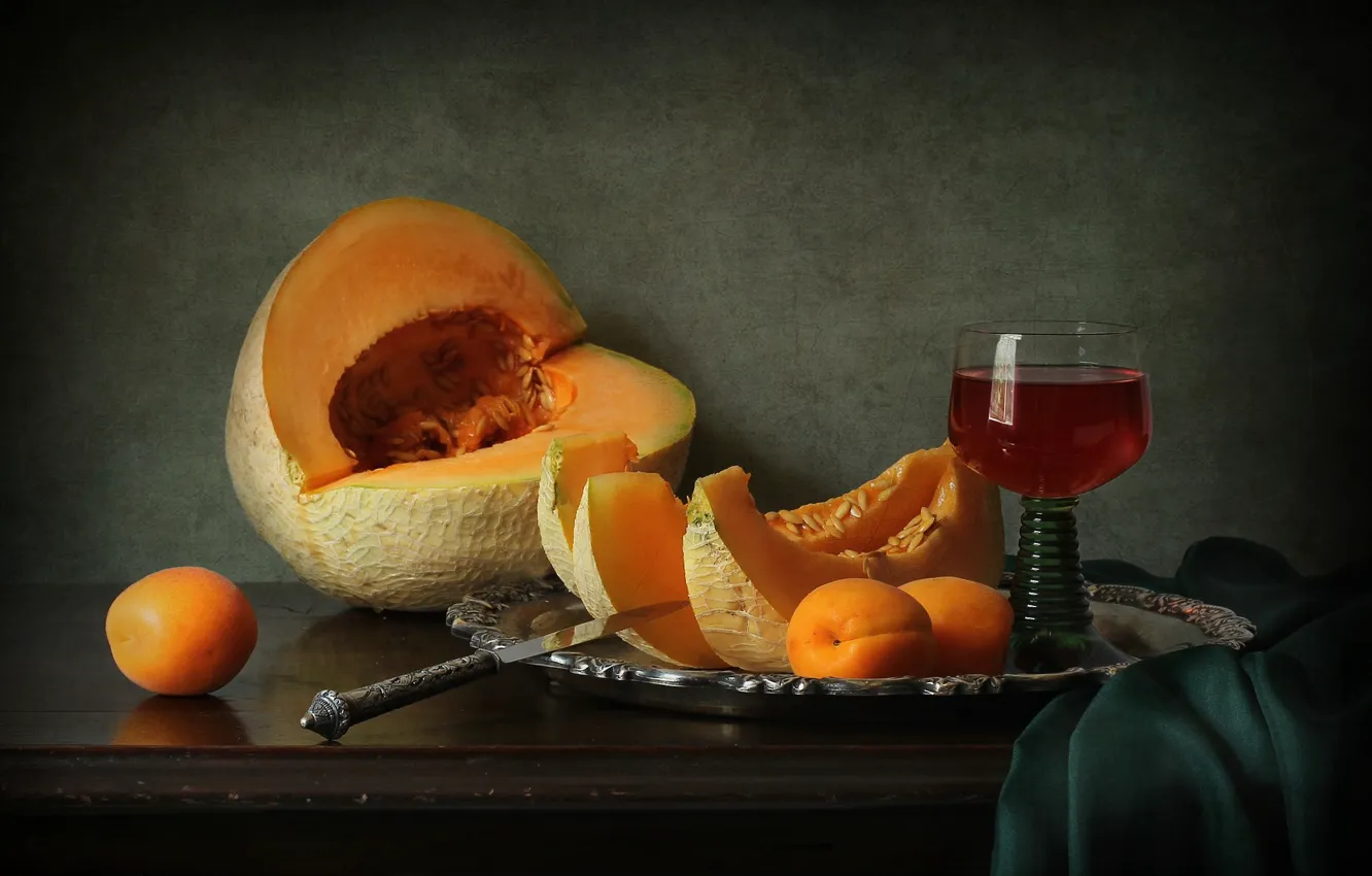 Photo wallpaper glass, pumpkin, apricots