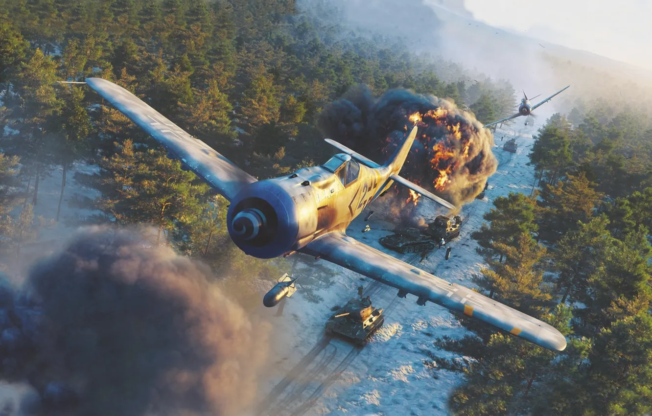 Photo wallpaper Fw 190, Luftwaffe, The second World war, combat aircraft, Fw-190F