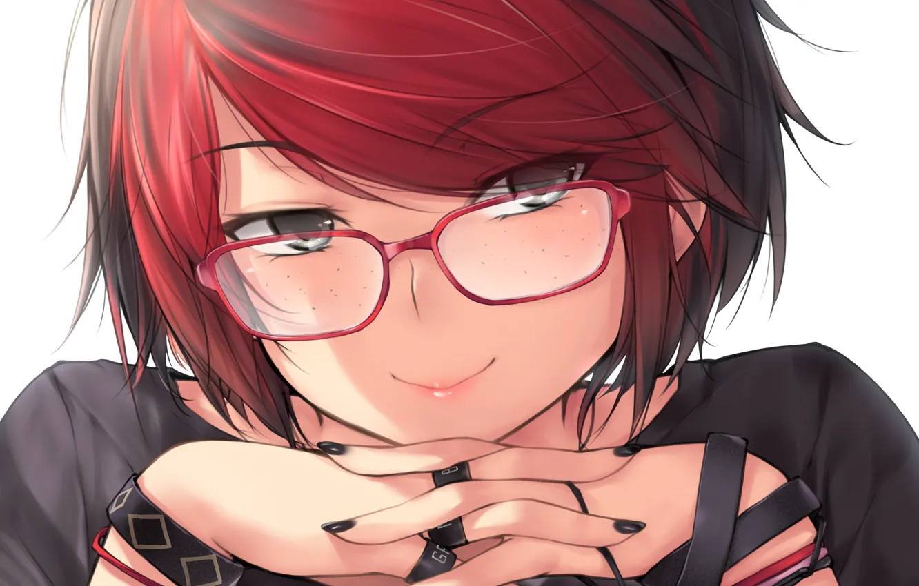 Photo wallpaper girl, glasses, anime, art