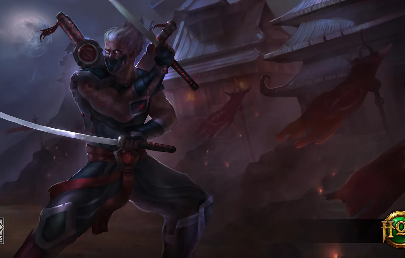 Photo wallpaper night, sword, katana, killer, Heroes of Newerth, Shadowblade, Husher