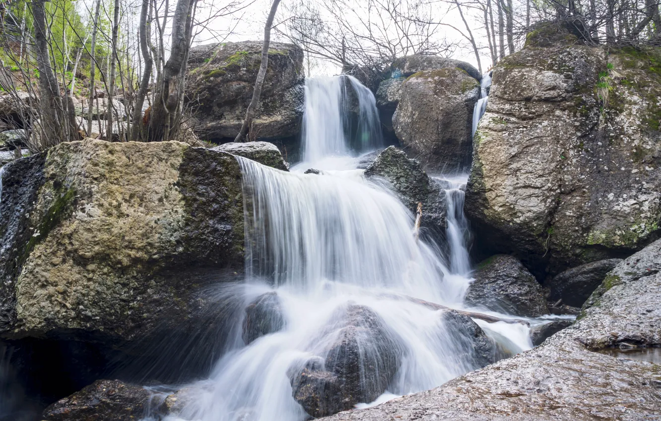 Photo wallpaper forest, nature, waterfall, spring, Bashkiria, Cook-Karauk